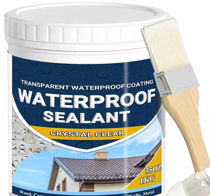 💧35oz Water-Based Transparent Waterproof Coating | Invisible Clear Sealant | Self-Leveling Waterproof Seal for Roof, Brick, Concrete, Wood & Metal Surfaces