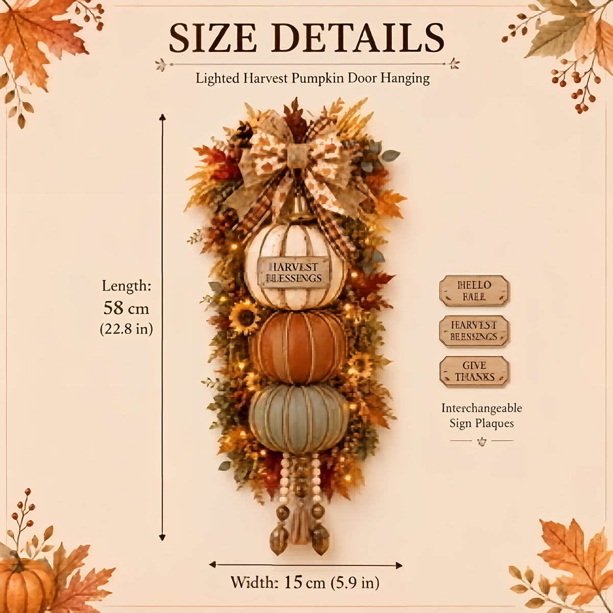 🎁 Last Day 50% OFF✨-🎄Lighted Stacked Pumpkin Fall Door Decor for Cozy Autumn Home Entryway Charm 🍂