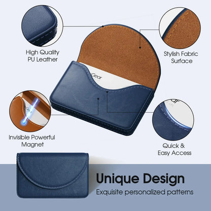 💖Hot 50% OFF💼 PU Leather Business Card Holder – Slim Magnetic Name Card Case