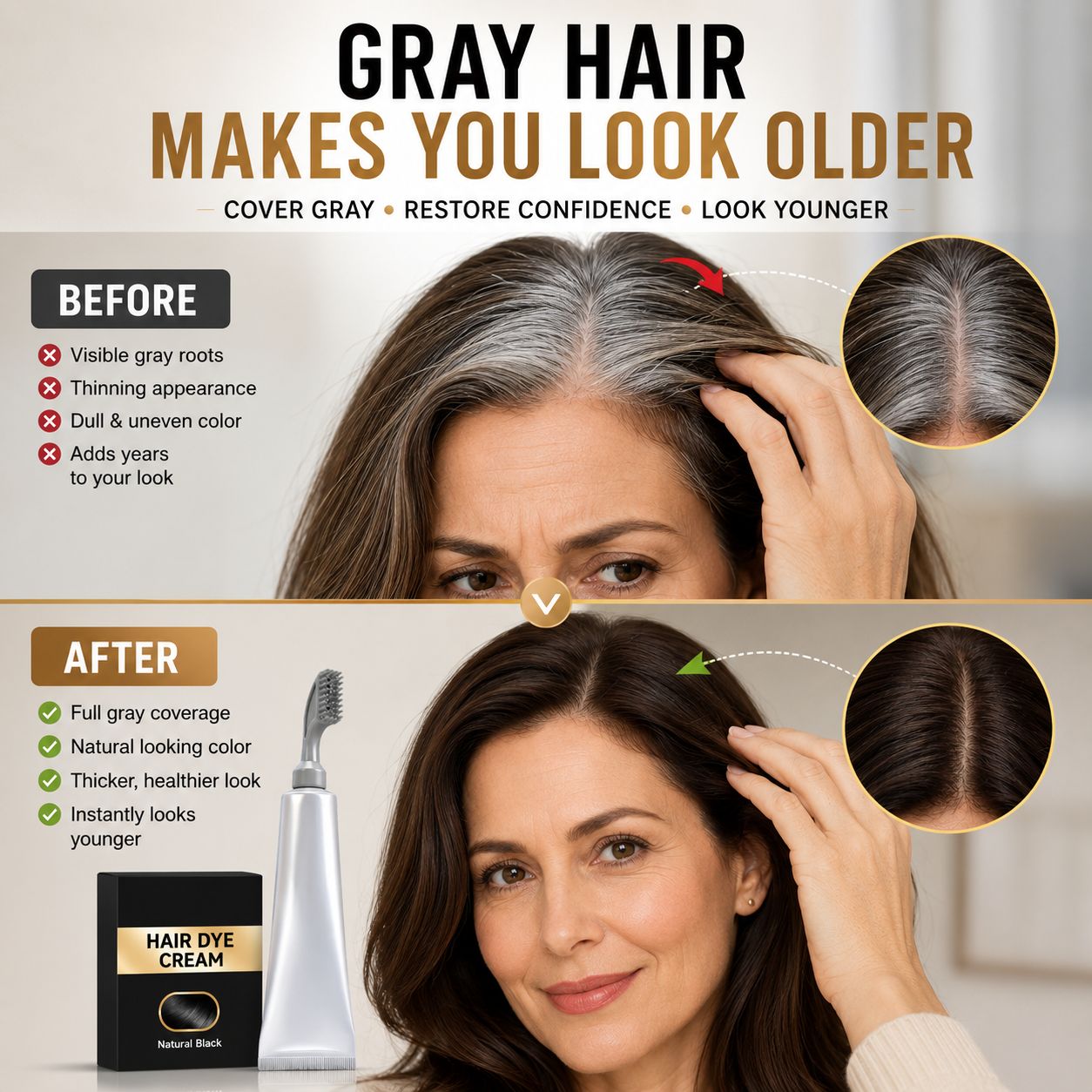 🔥Hot Sale Today | Instant Gray Coverage Hair Dye Comb for Men & Women