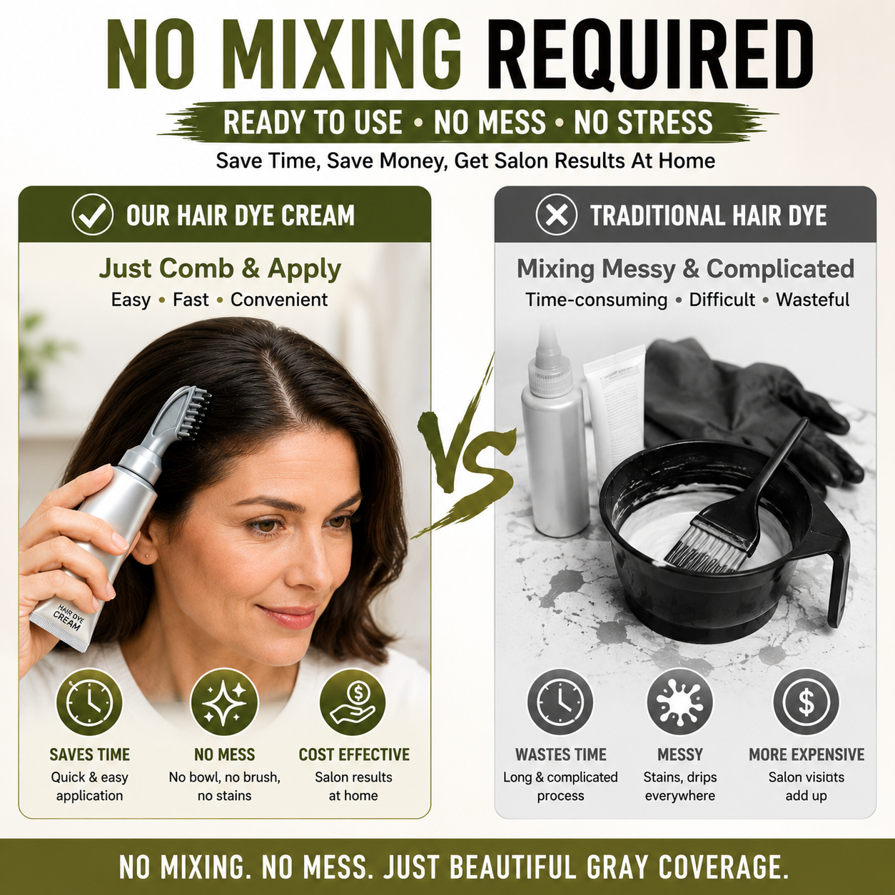 🔥Hot Sale Today | Instant Gray Coverage Hair Dye Comb for Men & Women