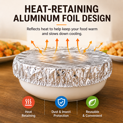 Home dining table & food container aluminum foil heat-retaining cover