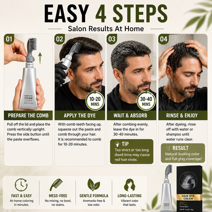 🔥Hot Sale Today | Instant Gray Coverage Hair Dye Comb for Men & Women