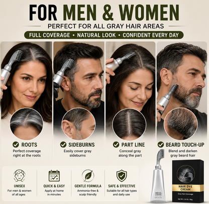 🔥Hot Sale Today | Instant Gray Coverage Hair Dye Comb for Men & Women