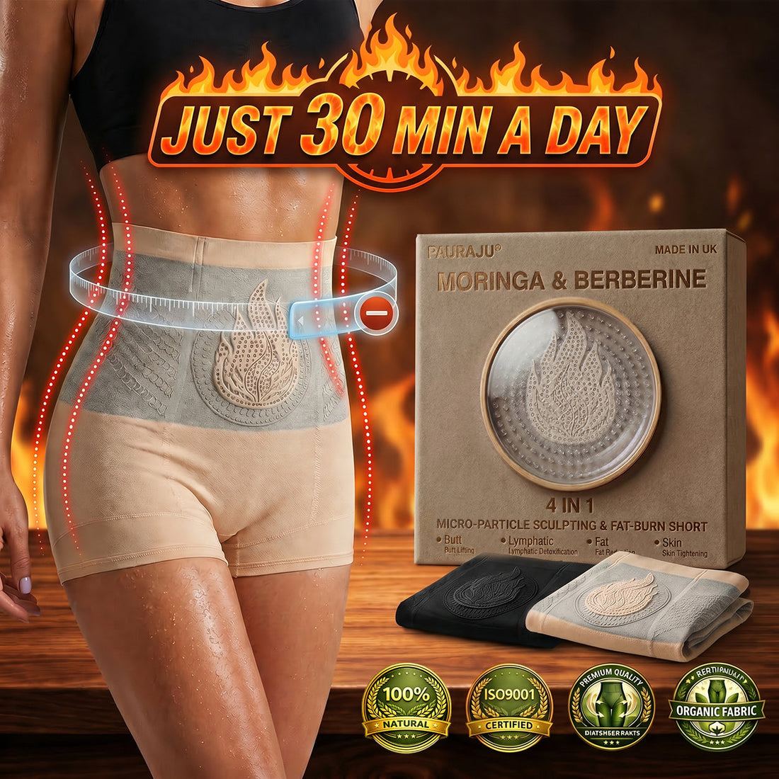 2026 Moringa and Berberine 4-in-1 Micro-Particle Shaping & Fat Burning Shorts