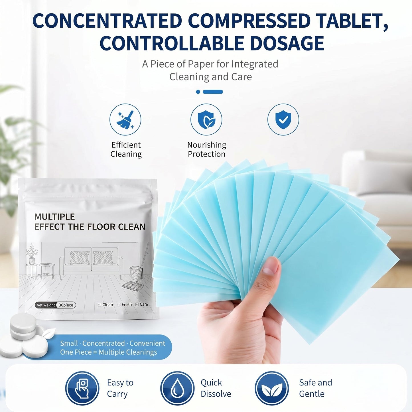 🔥LAST DAY 60% OFF🎁Multiple Effect The Floor Clean Tablets for Mopping, Quick Shine Cleaner