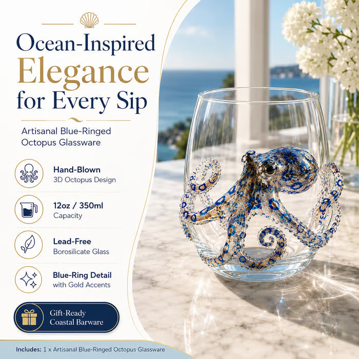Artisanal Blue Ringed Octopus Glassware