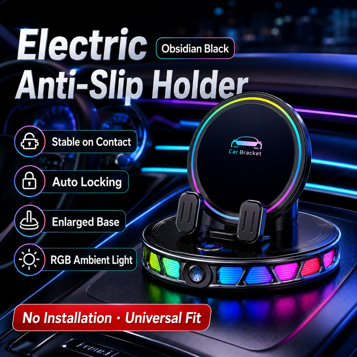 🔥hot sale🔥360° Rotating Wireless Charging Car Phone Mount with RGB Light