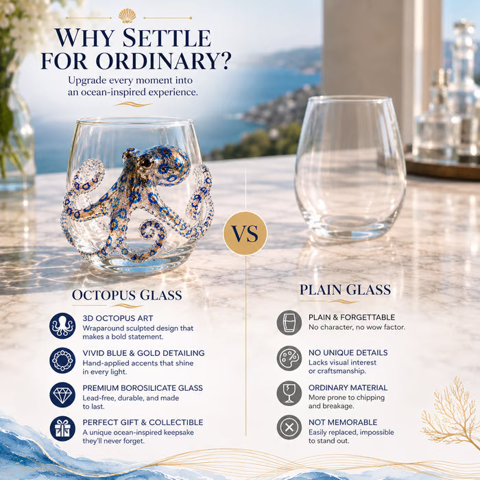 Artisanal Blue Ringed Octopus Glassware