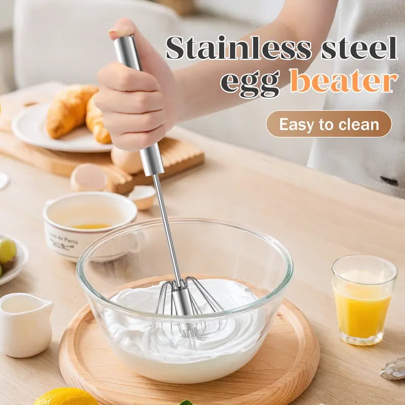 🥄✨ Stainless Steel Hand-Push Rotary Whisk – Effortless Mixing in Seconds!