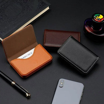 💖Hot 50% OFF💼 PU Leather Business Card Holder – Slim Magnetic Name Card Case