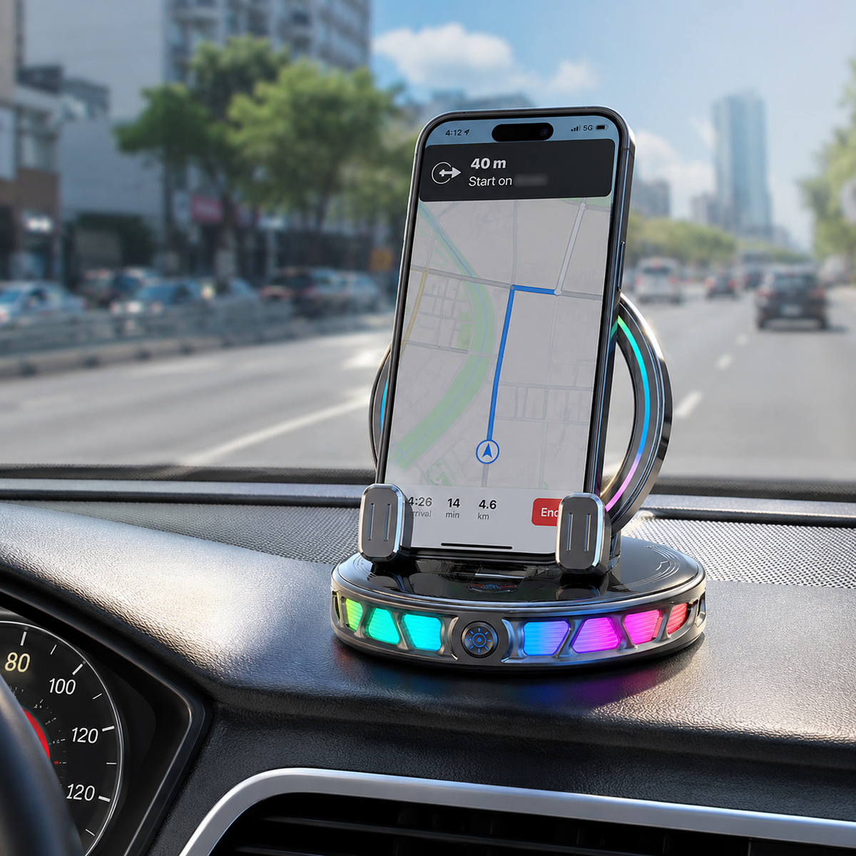 🔥hot sale🔥360° Rotating Wireless Charging Car Phone Mount with RGB Light