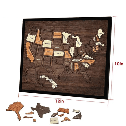 🔥Last Day 49% OFF - Wooden USA Travel Map Puzzle🧩