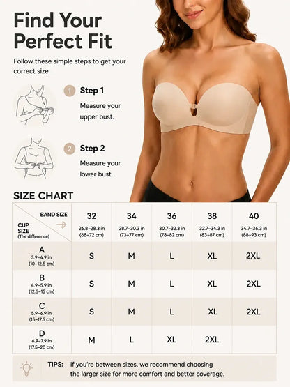 🔥Last Day 50% OFF - Women's Strapless Front Closure Push-Up Bra