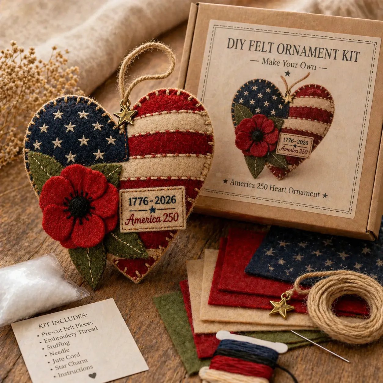 🌟🎉250th Anniversary Patriotic Felt Ornament DIY Kit