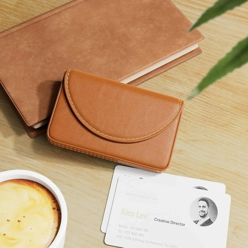 💖Hot 50% OFF💼 PU Leather Business Card Holder – Slim Magnetic Name Card Case