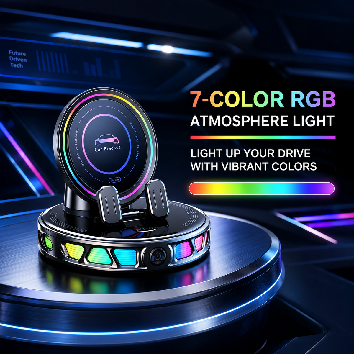 🔥hot sale🔥360° Rotating Wireless Charging Car Phone Mount with RGB Light
