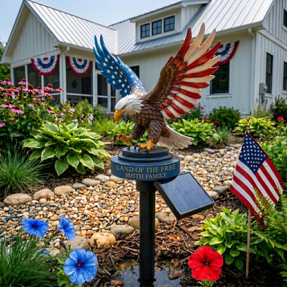 🦅 Personalized Solar Eagle Garden Light – A Glowing Tribute to American Freedom