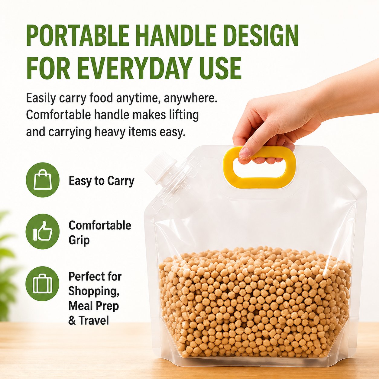 ✨🏠5-Pack Reusable Food Resealable Bags—Leak Proof Design To Prevent Liquid Spills.