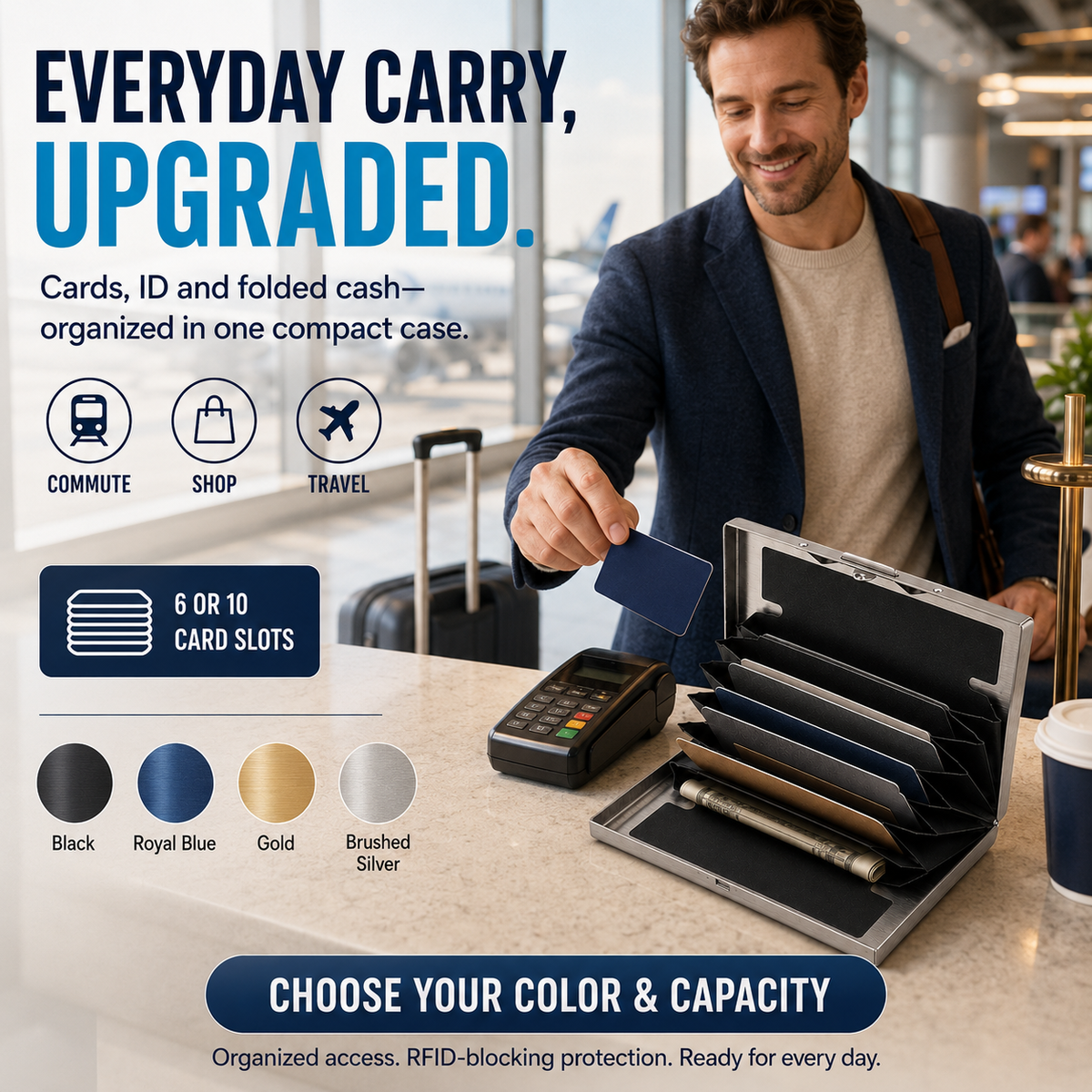 🔥HOT SALE🔥RFID-Blocking Stainless Steel Card Wallet – Organized, Secure & Pocket-Ready 🔒