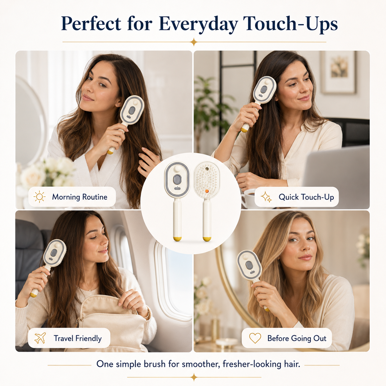 5-in-1 Mist Hair Smoothing Brush with Red Light Care