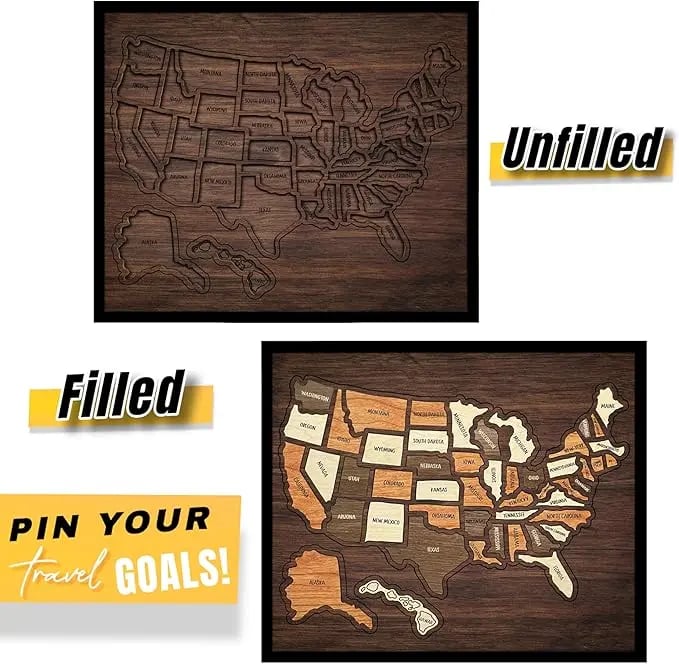 🔥Last Day 49% OFF - Wooden USA Travel Map Puzzle🧩