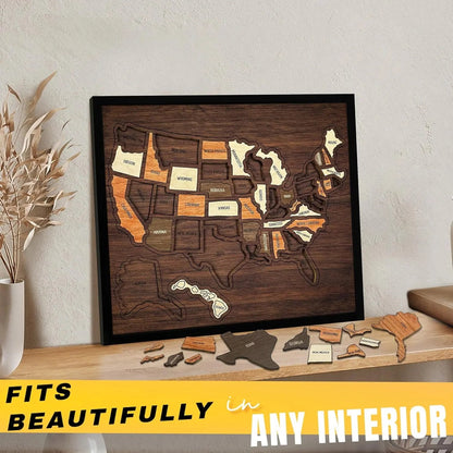 🔥Last Day 49% OFF - Wooden USA Travel Map Puzzle🧩