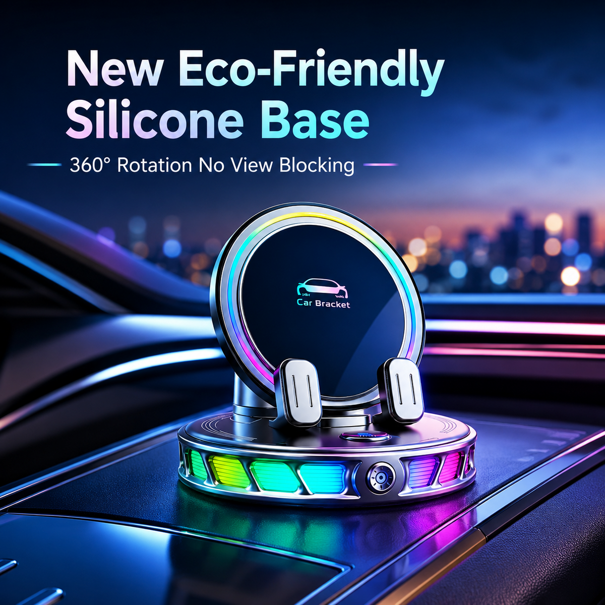 🔥hot sale🔥360° Rotating Wireless Charging Car Phone Mount with RGB Light