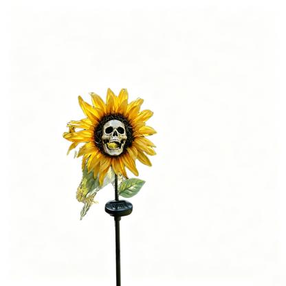 🔥LAST DAY 60% OFF💀Solar Sunflower Skull Stake Lights - Waterproof LED Halloween Pathway Decor