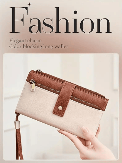 Women's long wallet, stylish clutch, elegant solid color RFID blocking leather wallet👛