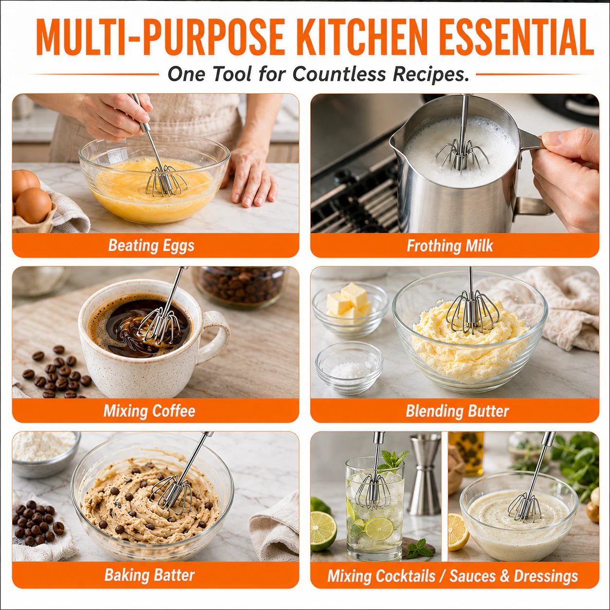 🥄✨ Stainless Steel Hand-Push Rotary Whisk – Effortless Mixing in Seconds!