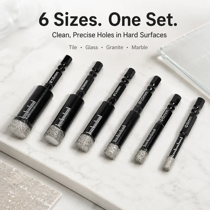 🔥hot sale🔥 6 Pcs Diamond Drill Bits Set, 1/4 5/6 3/8 1/2 Inch Brazed Diamond Drill Bits for Precision Drilling in Tile Ceramic Glass Granite Marble Masonry