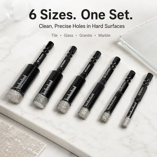 🔥hot sale🔥 6 Pcs Diamond Drill Bits Set, 1/4 5/6 3/8 1/2 Inch Brazed Diamond Drill Bits for Precision Drilling in Tile Ceramic Glass Granite Marble Masonry