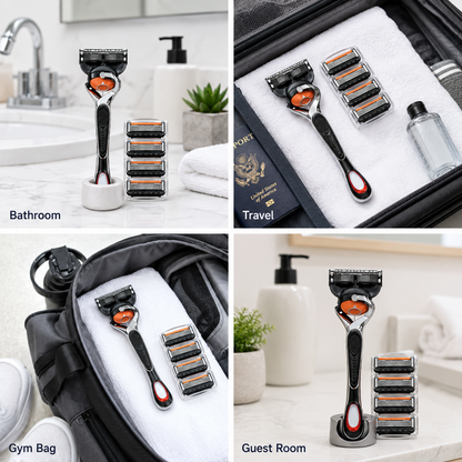 🔥Hot Sale 60% OFF 🎁6-Layer Pivoting Razor Refill Set + Handle – Ultra-Sharp Stainless Blades for Smooth Shave