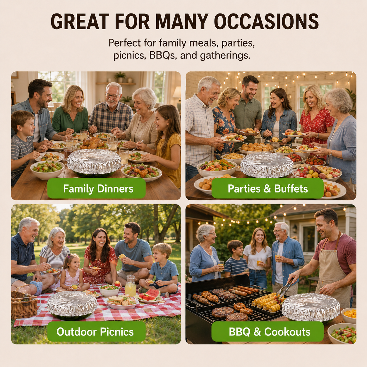 Home dining table & food container aluminum foil heat-retaining cover