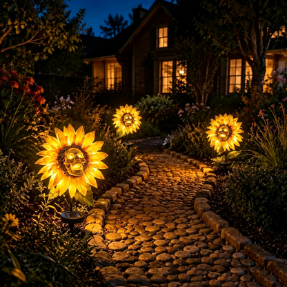 🔥LAST DAY 60% OFF💀Solar Sunflower Skull Stake Lights - Waterproof LED Halloween Pathway Decor
