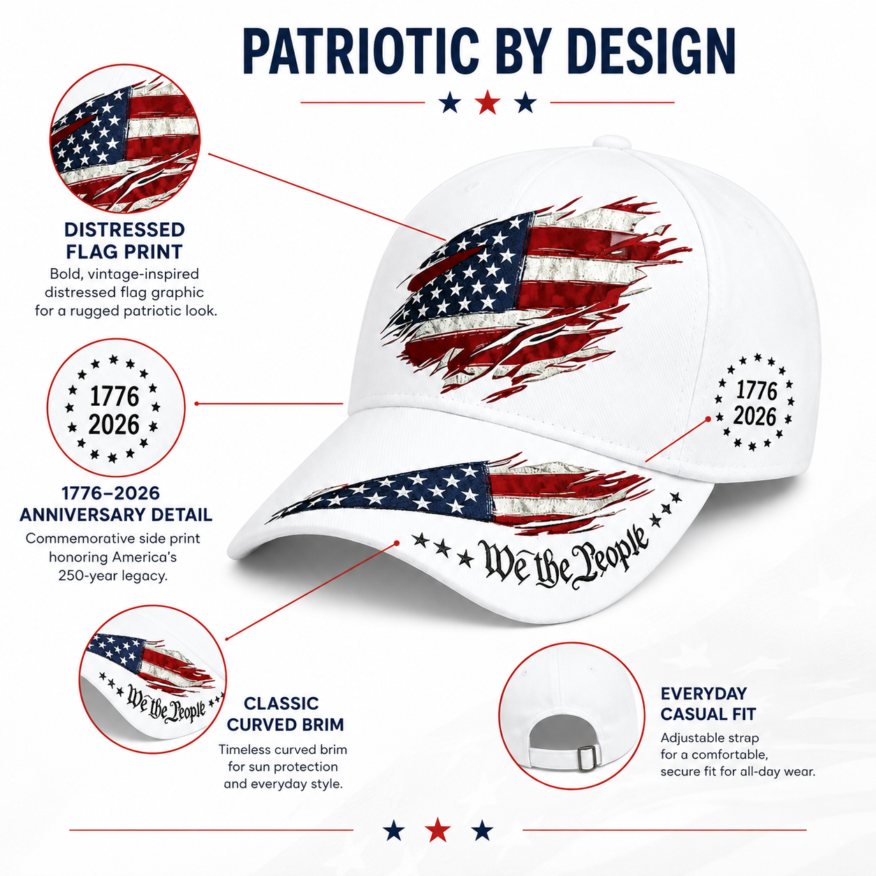 🦅49% OFF🔥250th Anniversary Print Baseball Cap