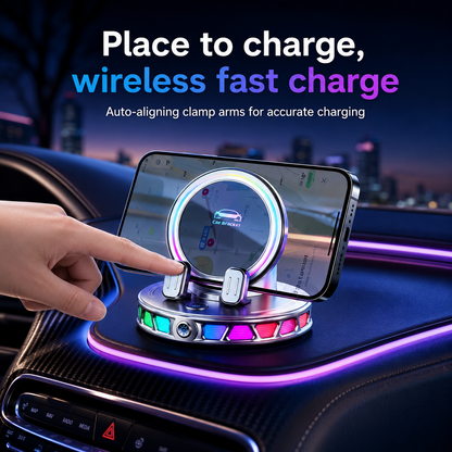 🔥hot sale🔥360° Rotating Wireless Charging Car Phone Mount with RGB Light