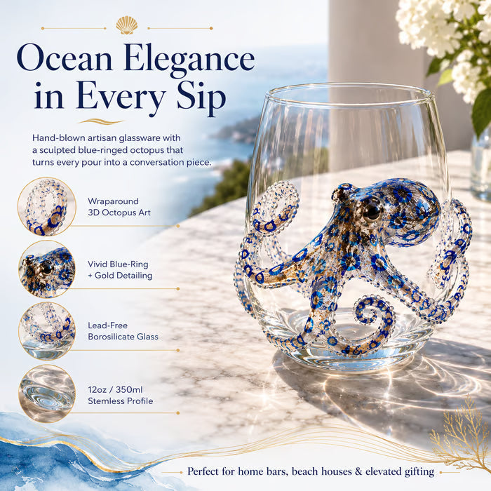 Artisanal Blue Ringed Octopus Glassware