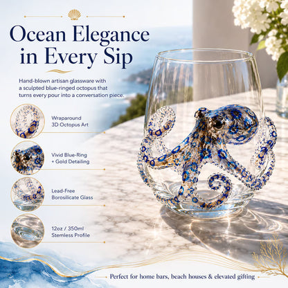 Artisanal Blue Ringed Octopus Glassware