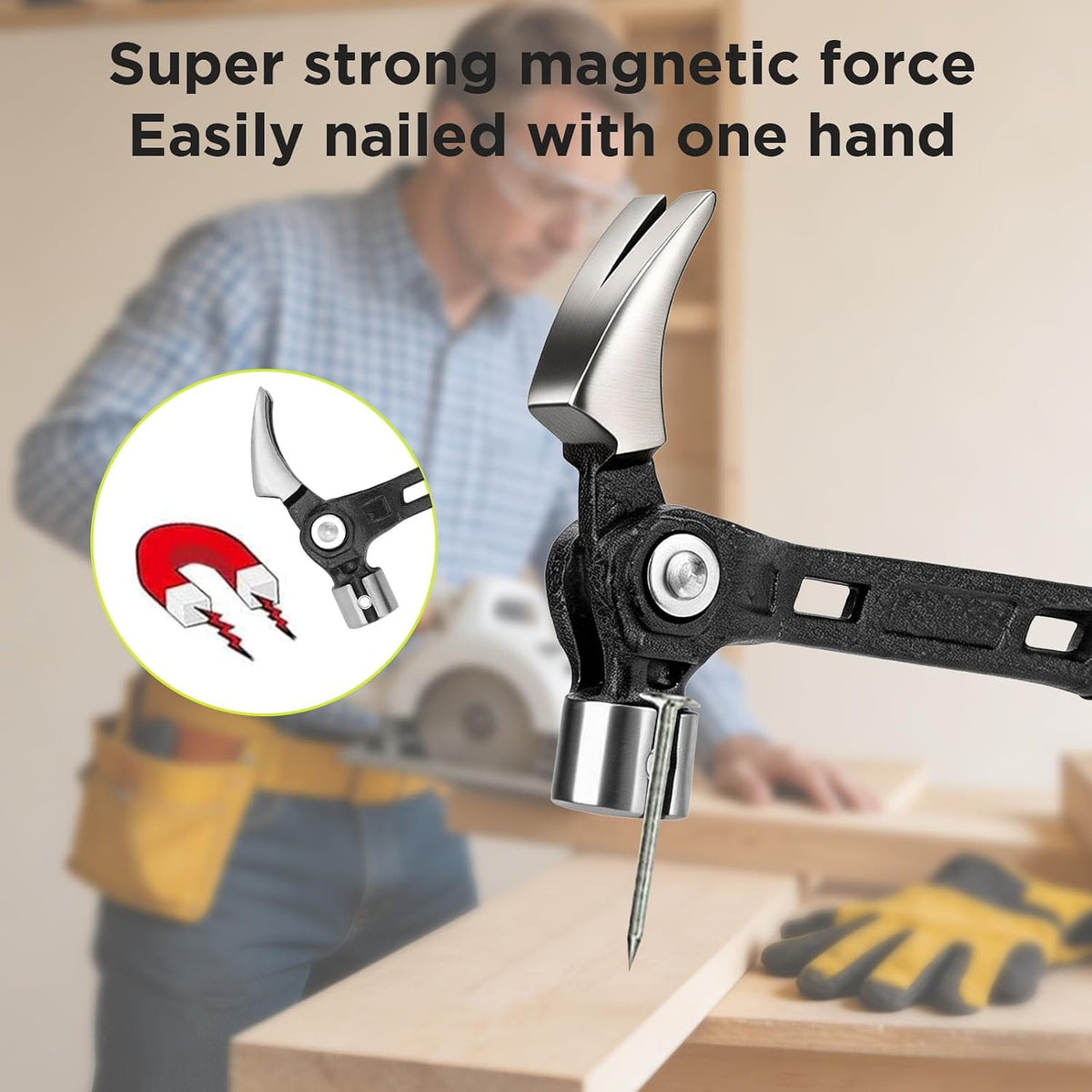 KERVAXO MagClaw Hammer | Magnetic Nail Holder & Adjustable Claw