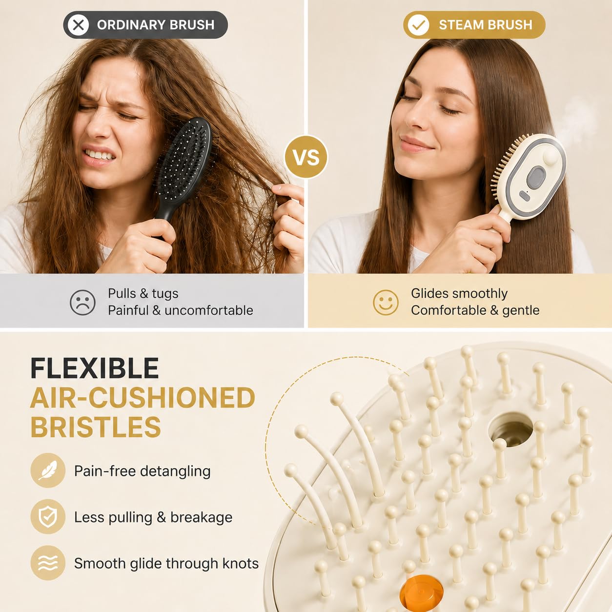 5-in-1 Mist Hair Smoothing Brush with Red Light Care