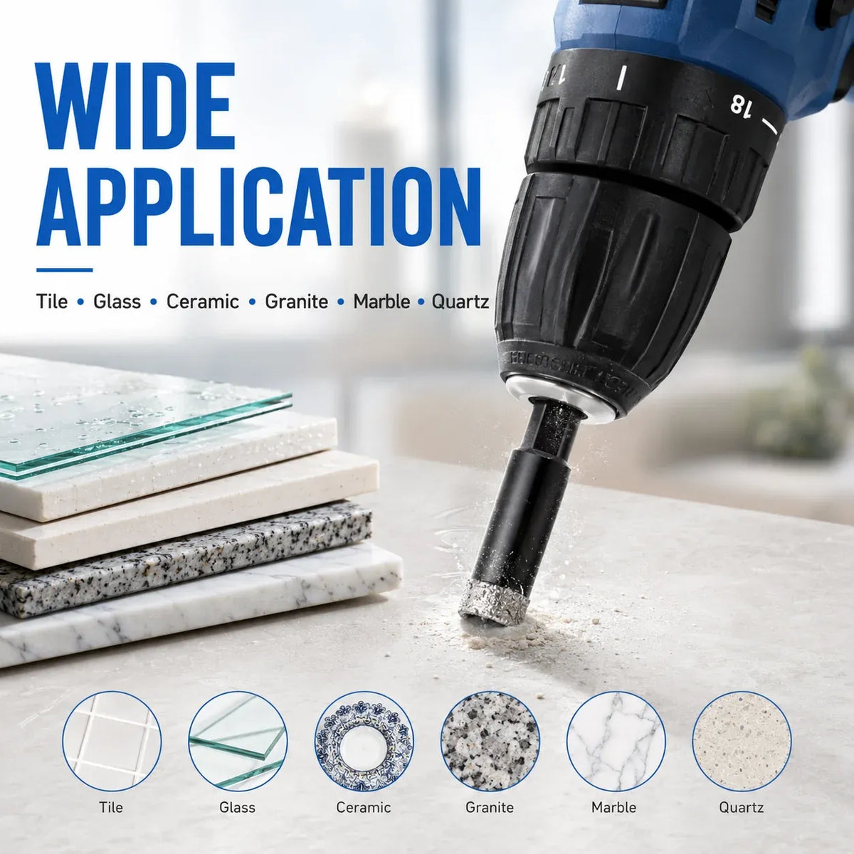 🔥hot sale🔥 6 Pcs Diamond Drill Bits Set, 1/4 5/6 3/8 1/2 Inch Brazed Diamond Drill Bits for Precision Drilling in Tile Ceramic Glass Granite Marble Masonry