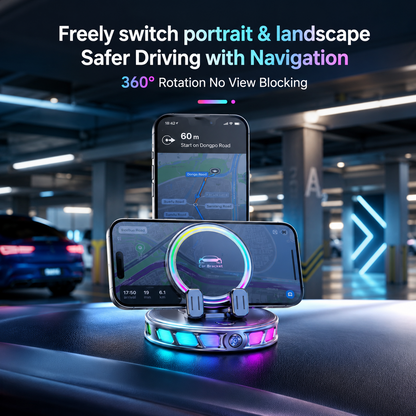 🔥hot sale🔥360° Rotating Wireless Charging Car Phone Mount with RGB Light