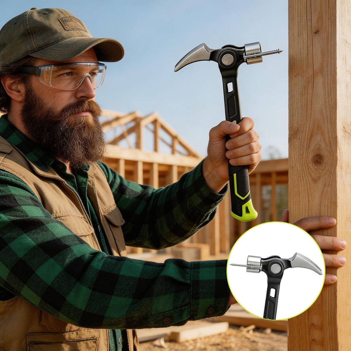 KERVAXO MagClaw Hammer | Magnetic Nail Holder & Adjustable Claw