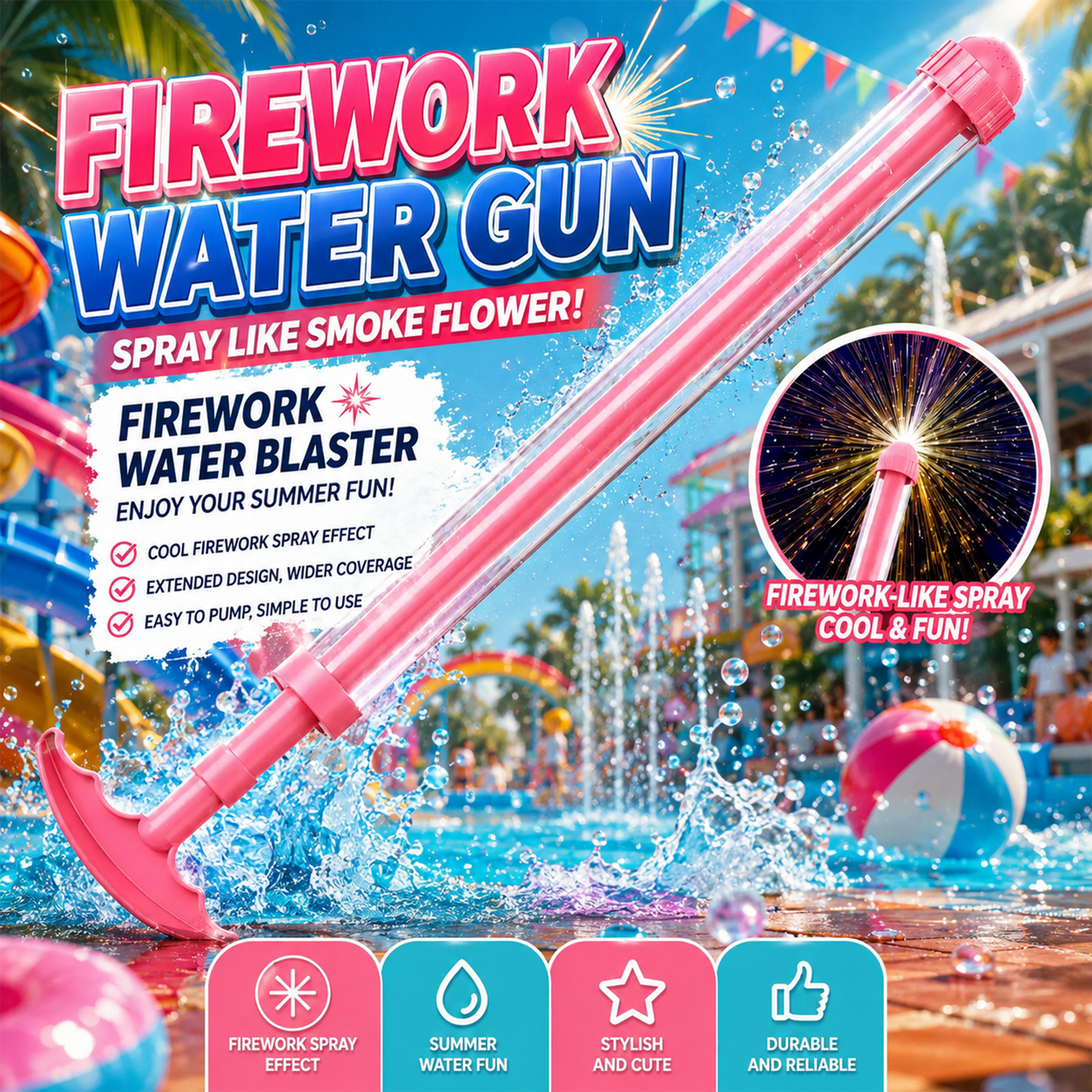 Extendable Summer Water Blaster Toy for Kids Outdoor Pool Beach Play