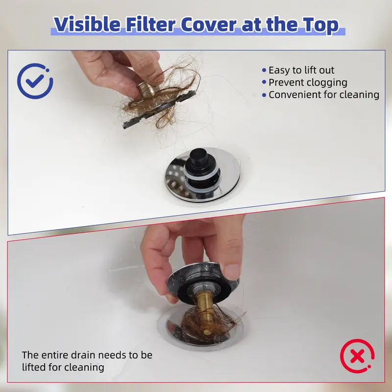 Stop Fumbling with Gross Drains! 🛑 Upgrade to the 3-in-1 Stopper . 🌊Pop-Up Sink Stopper