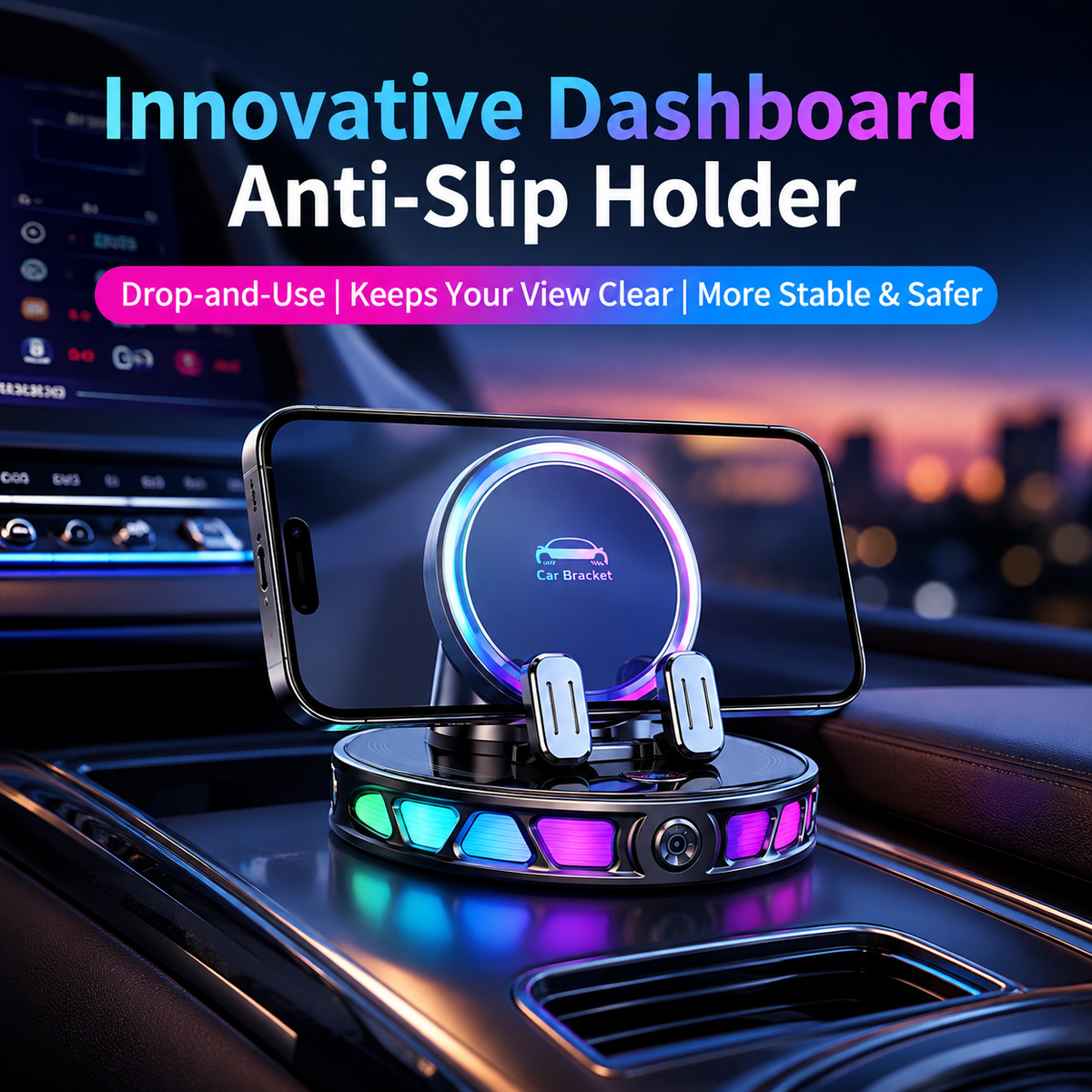 🔥hot sale🔥360° Rotating Wireless Charging Car Phone Mount with RGB Light