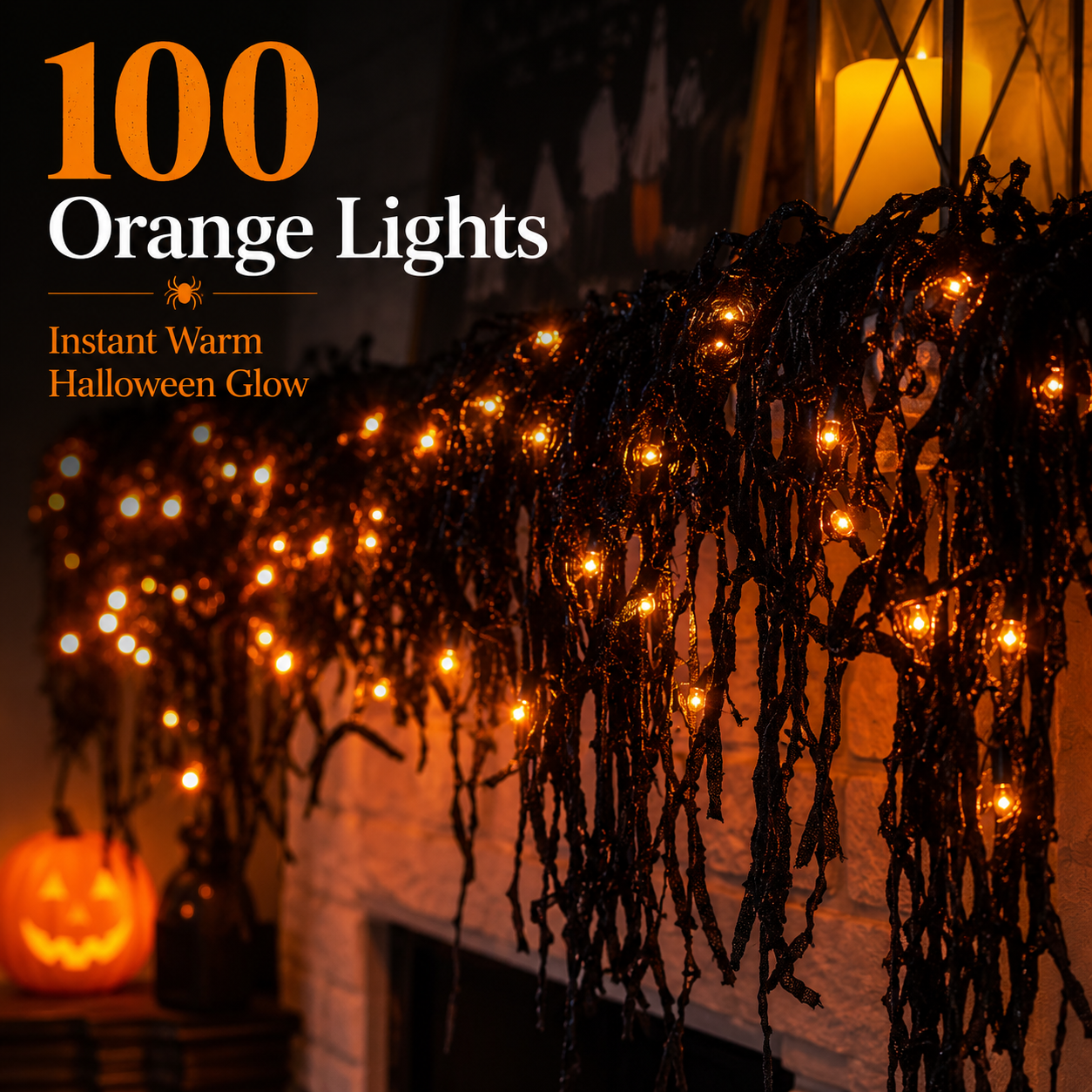 🔥LAST DAY 60% OFF🎁🎃 Pre-Lit Drippy Halloween Garland | 100 Orange Lights