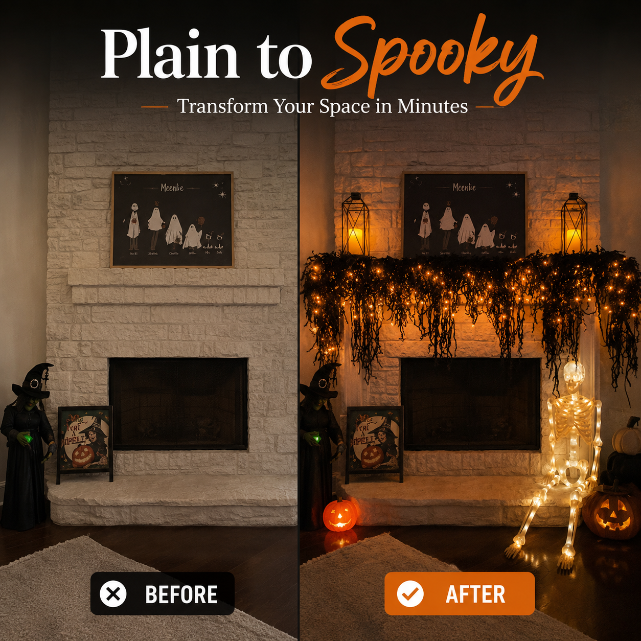 🔥LAST DAY 60% OFF🎁🎃 Pre-Lit Drippy Halloween Garland | 100 Orange Lights